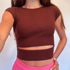 Yacine Knit Top WILFRED ARITZIA Maroon 🤎 size XXS